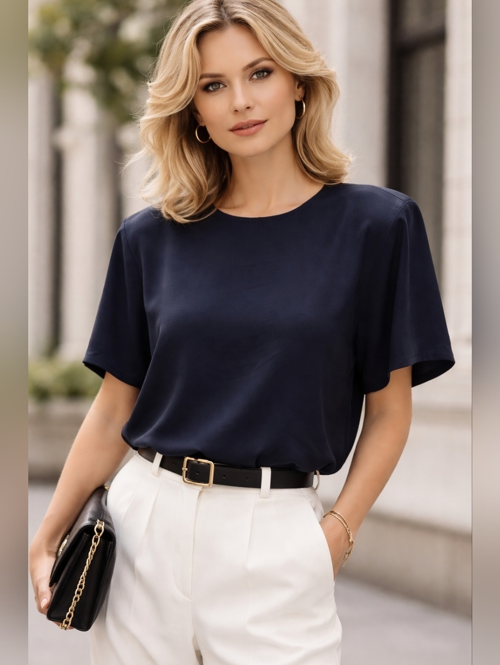Elisabeth Liz Claiborne Padded Shoulder Blouse 16 NWT Black